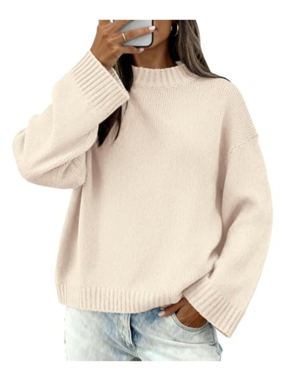 Women's Crewneck Long Sleeve Loose Knit Pullover Sweater